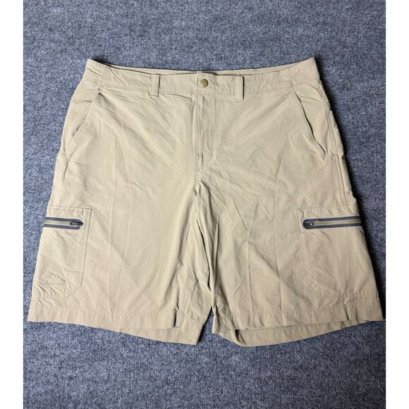 L.L. Bean Cresta Hiking Shorts Men 38W Tan Nylon UPF 50 Durable Breathable Cargo - Picture 1 of 14